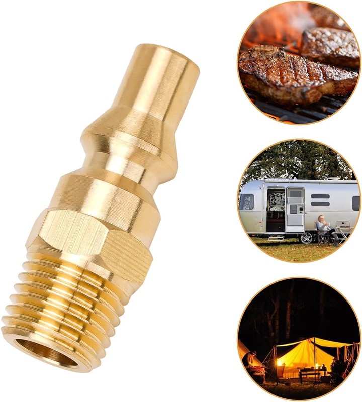 Brass Quick Connect Fitting with Full Flow Male Plug - RV BBQ Essential gallery