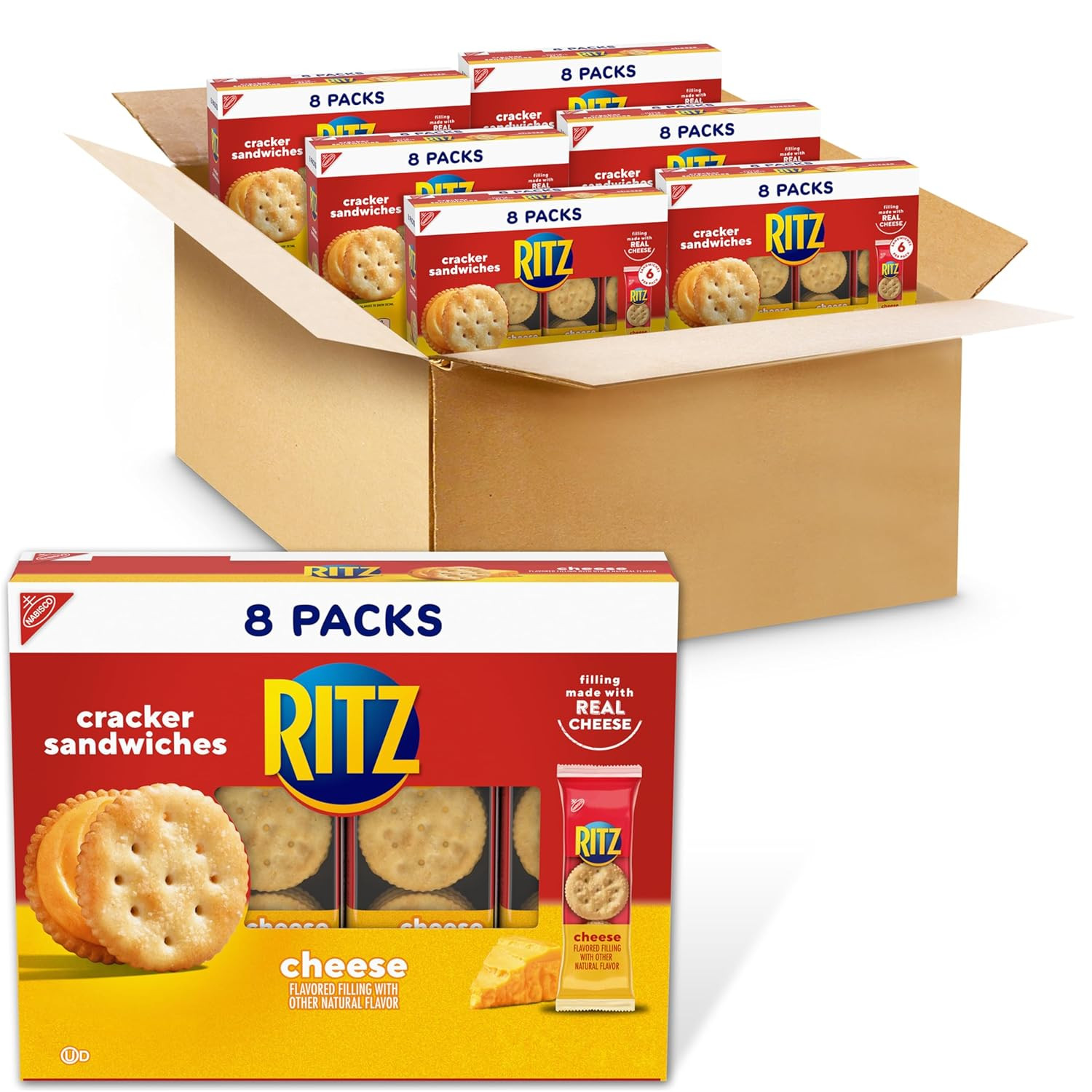 Cheese Sandwich Crackers, Lunch Snacks, 48 Snack Packs (6 Boxes, 6 Crackers per gallery