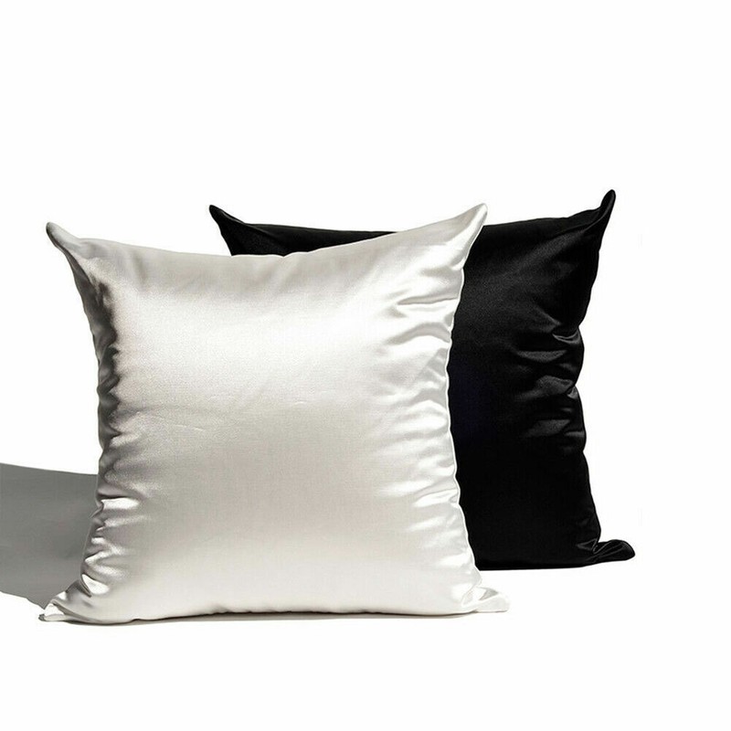 Satin Throw Pillow Solid Color Square Home Sofa Decor Pillow Cushion Cover 18x18 gallery