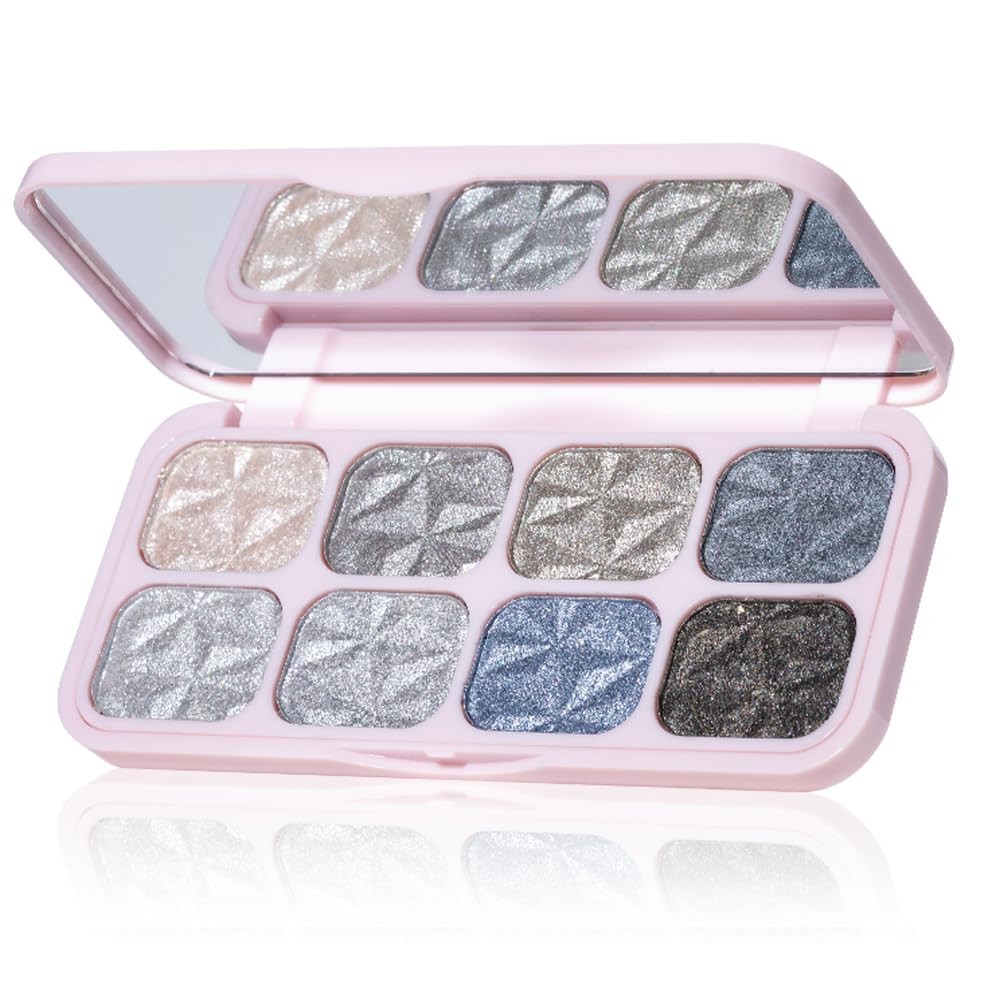 8-Color Eyeshadow Palette, Platinum Crystal Cool, Silver Gray Metallic Shimmer S gallery