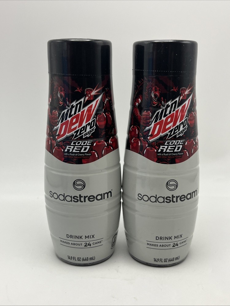SodaStream Mtn Dew Code Red Zero Sugar Drink Mix 14.9 Fl Oz 440mL Lot of 2