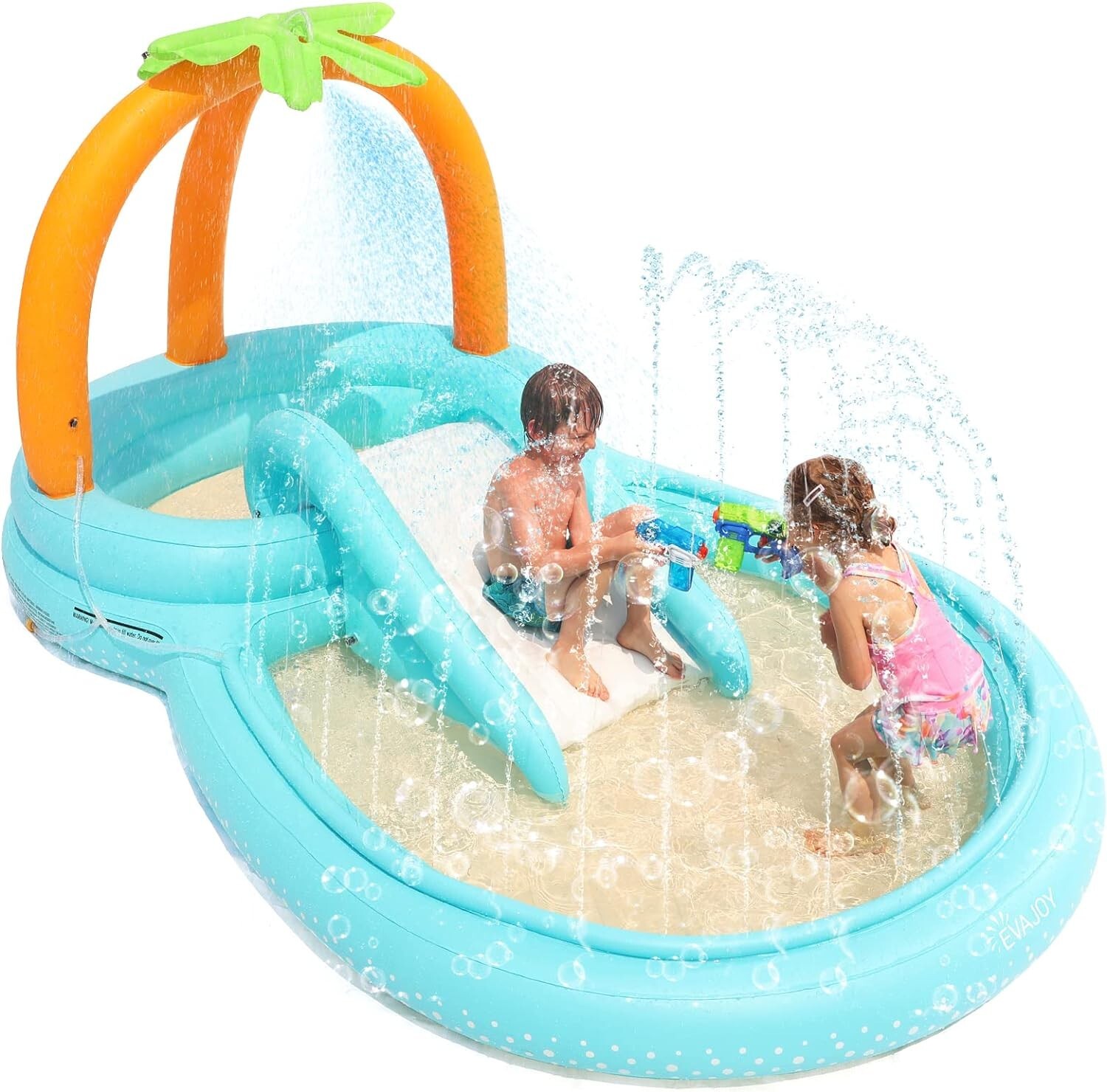 Evajoy Kiddie Pool Inflatable Play Center Kids Pool W/ Slide Water Sprayers NEW gallery