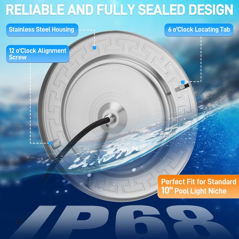 10Inch LED Pool Light for Inground Pool w/Controller 50W RGB Swimming Pool Light gallery