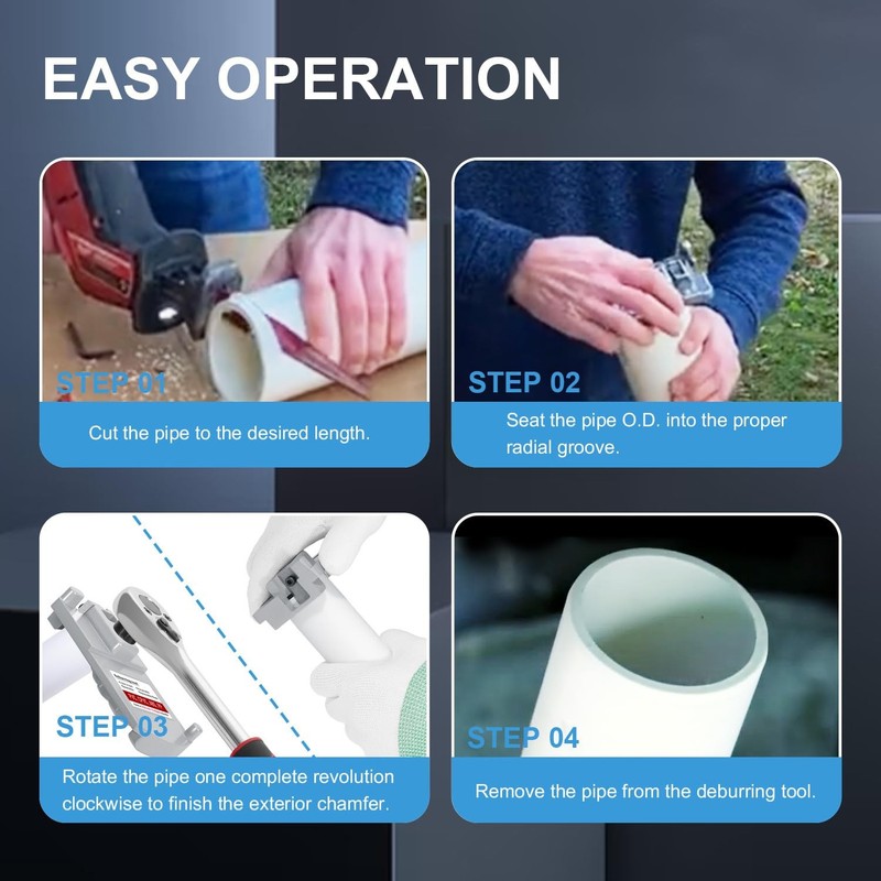 PVC Pipe Deburring Tool For Six Pipe Sizes from 1-1/4 to 4" For PVC ABS CPVC PP gallery