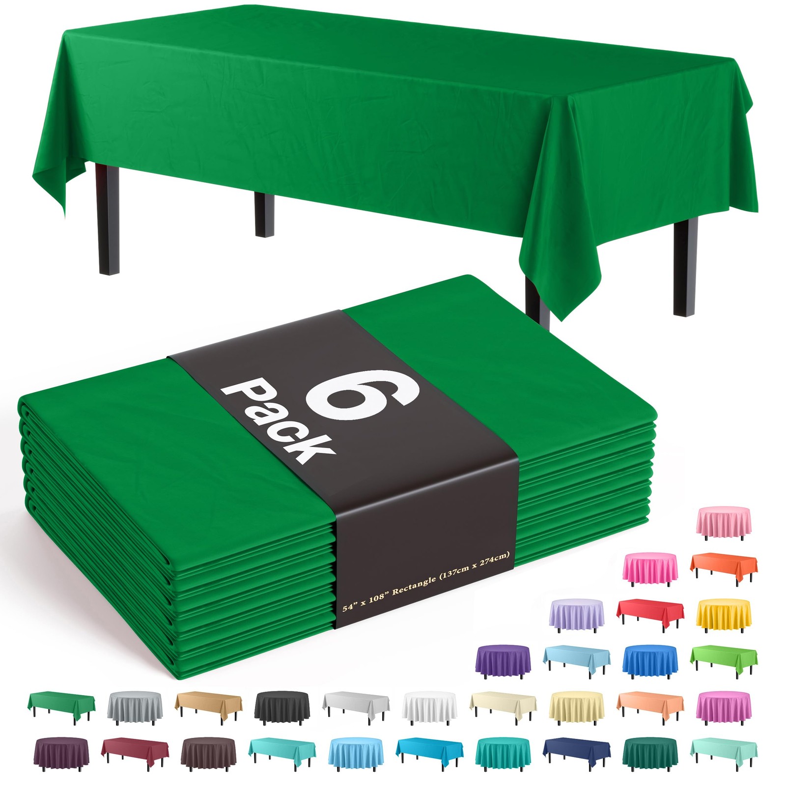 Exquisite 6-Pack Premium Plastic Tablecloth 54in. x 108in. Rectangle Plastic ... gallery