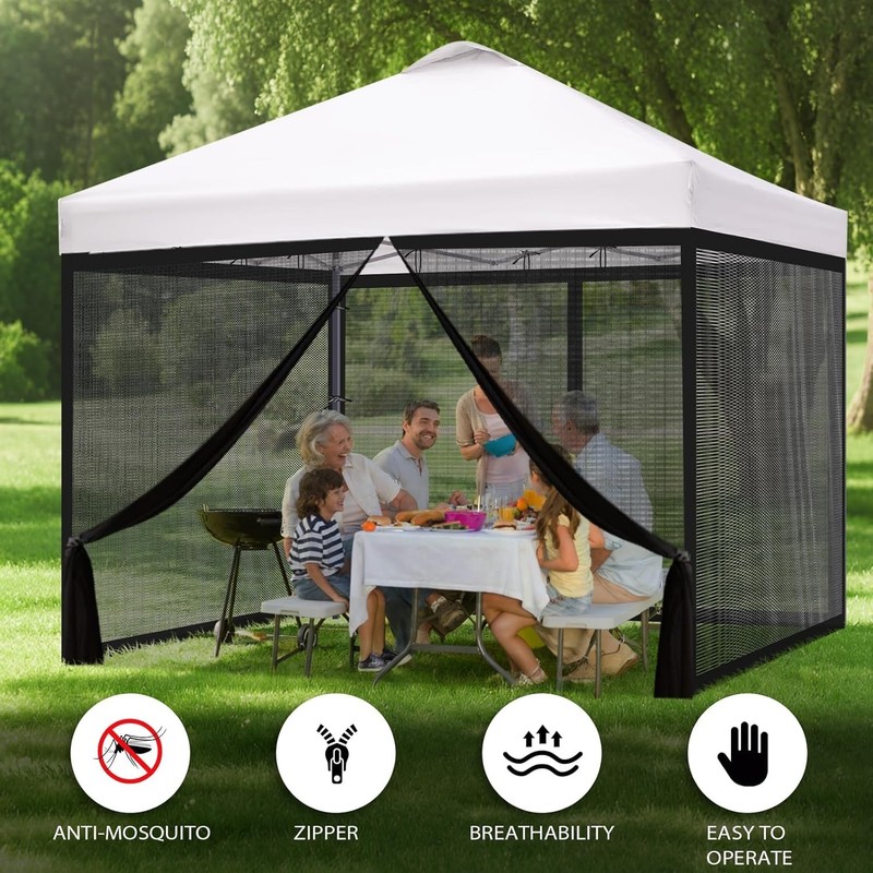 Universal 10x10 ft Bug Screen Tent with Zipper Doors for Camping & Backyard Use gallery