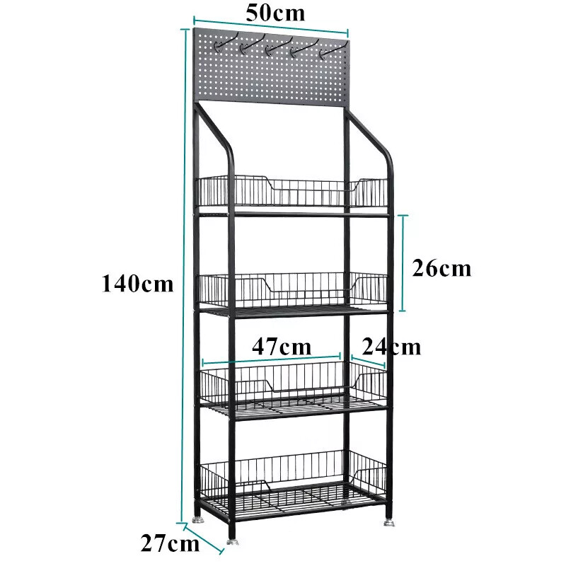 4Tier Black Retail Display Rack/Shelf/Frame/Stand Shop Freestand Snack Metal US gallery