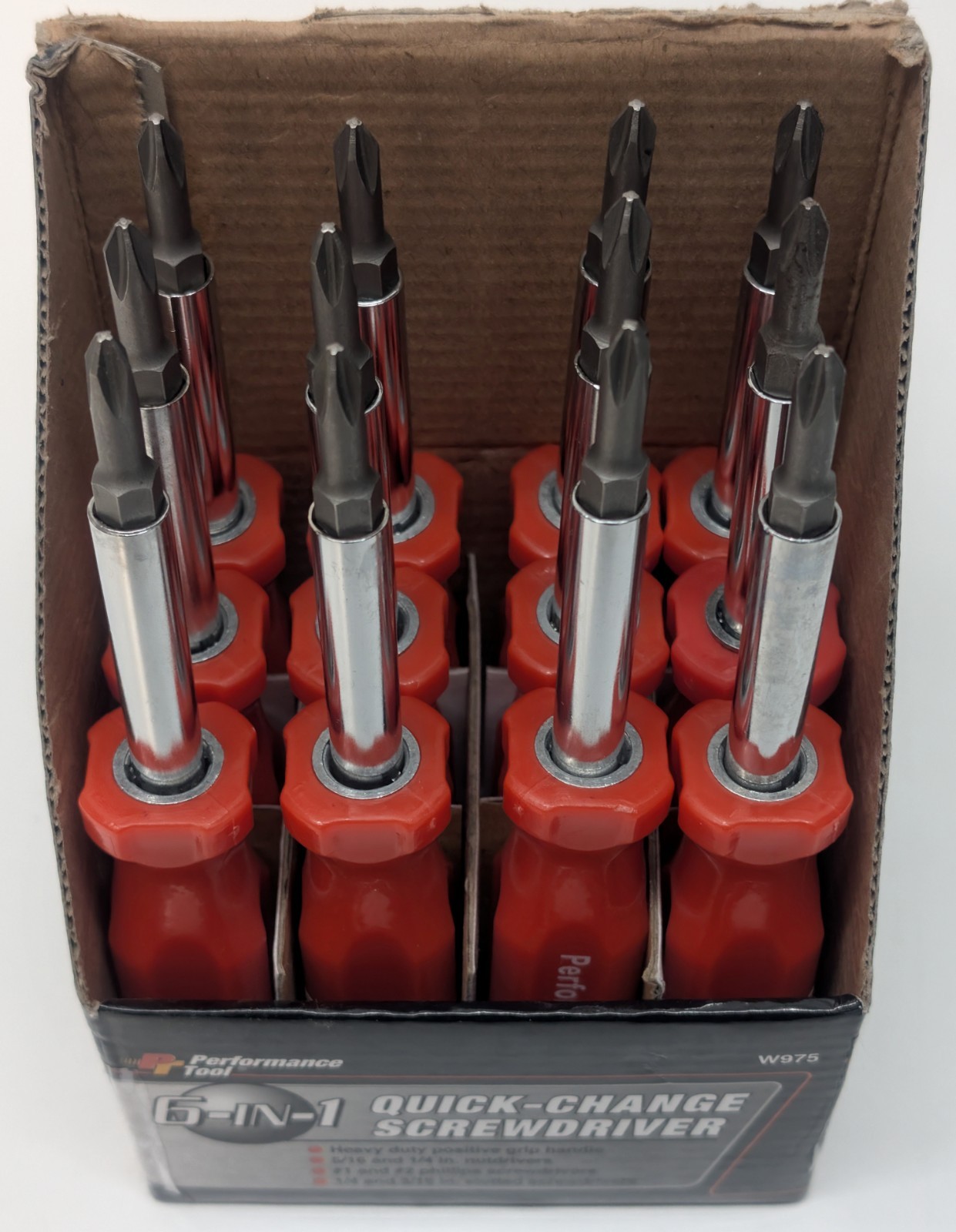 (12) Performance Tool W975 6-in-1 Quick Change Screwdrivers NEW (Case Of 12) gallery