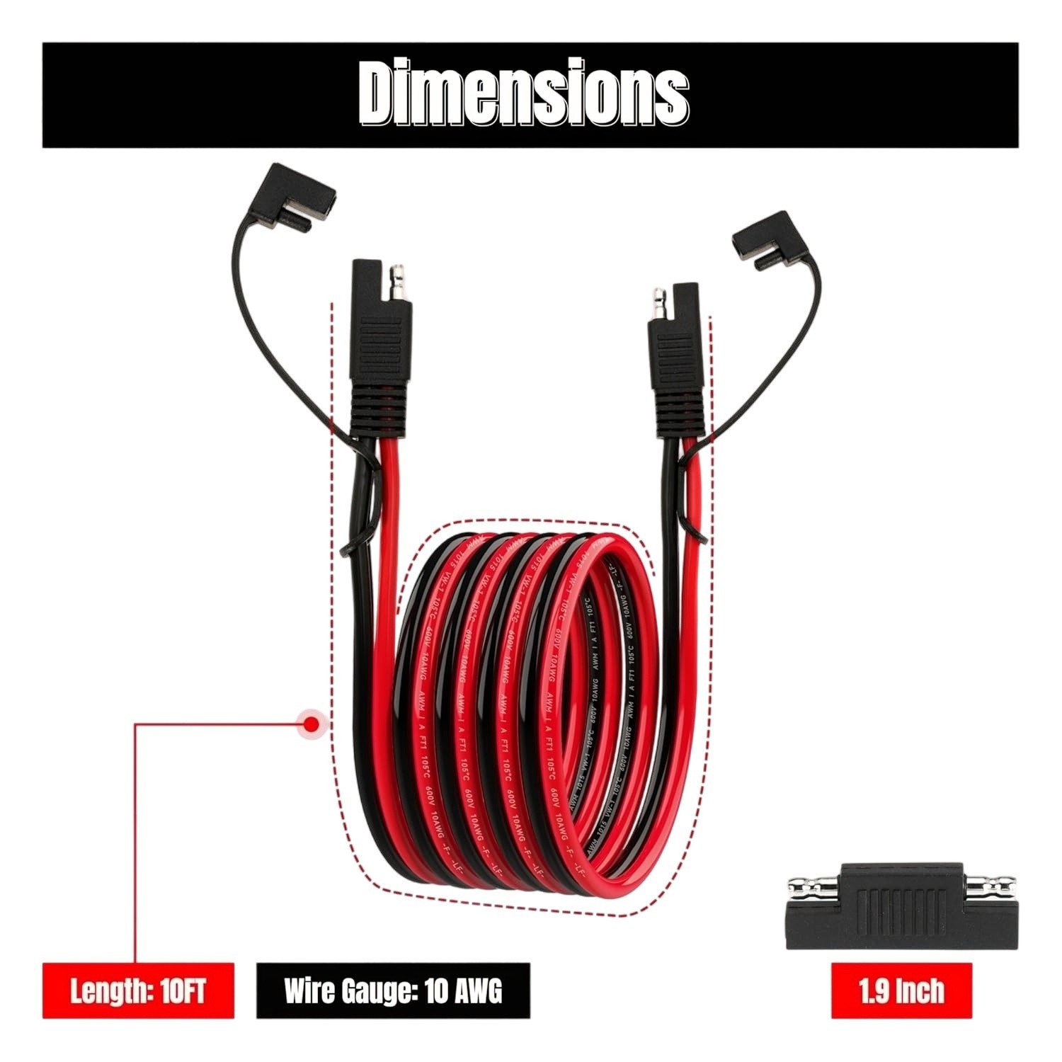 10AWG SAE Extension Cable 10FT for Solar Panel RV Battery Automotive & Marine gallery