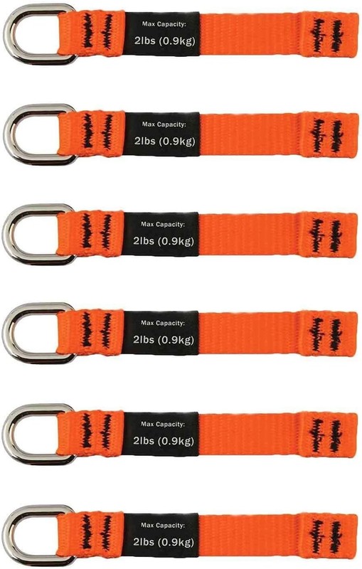 Medium Length Web Tool Tail D-Ring Attachments, 6-Pack, 2lbs - Bright Orange gallery