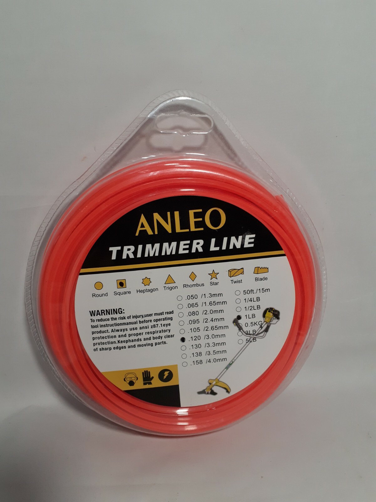 Anleo Force String Trimmer Line 1 lb. spool 120 in. SQUARE, Orange gallery