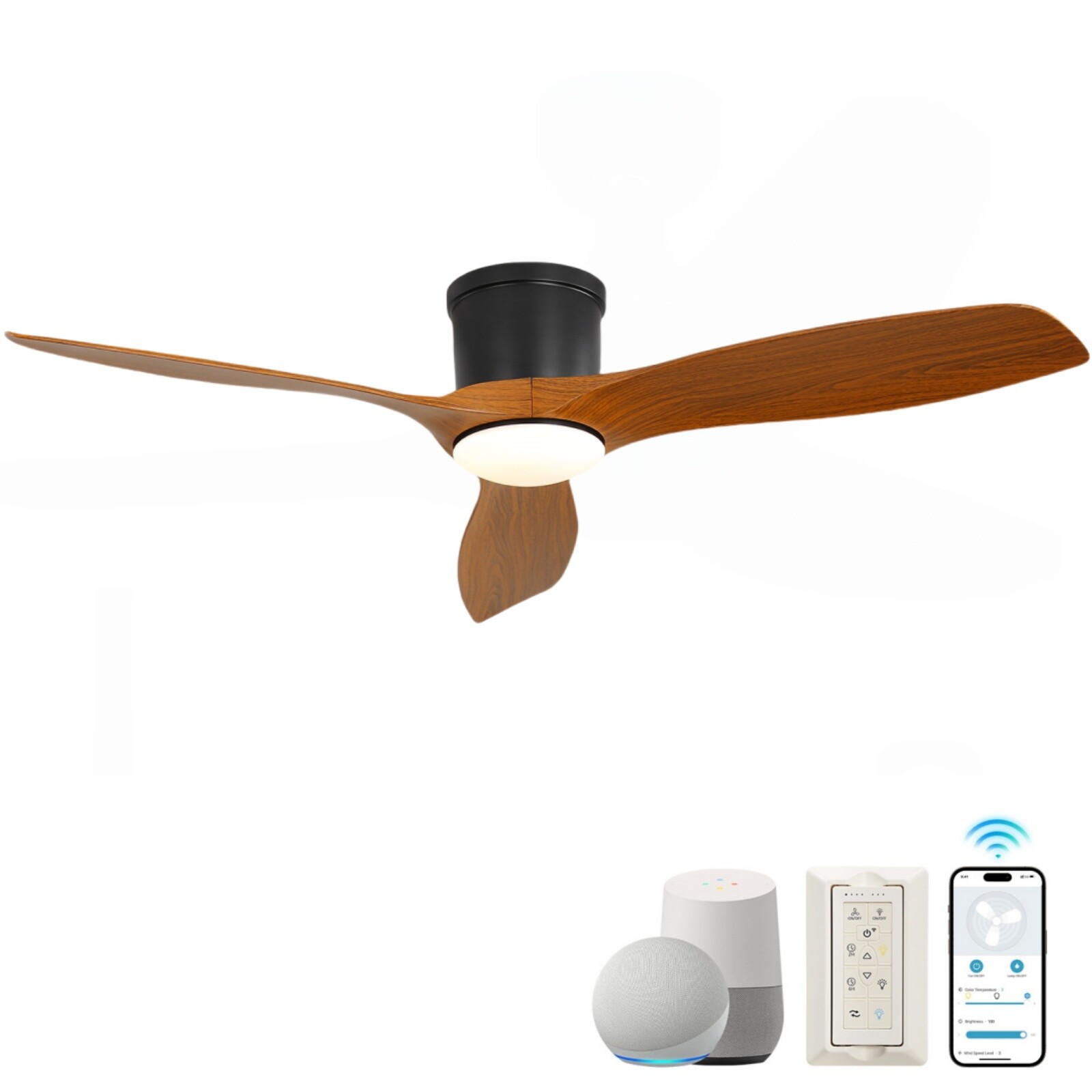 Smart LED Ceiling Fan Compatible w/ Alexa/Google/App Voice/Remote/Reversible ETL gallery