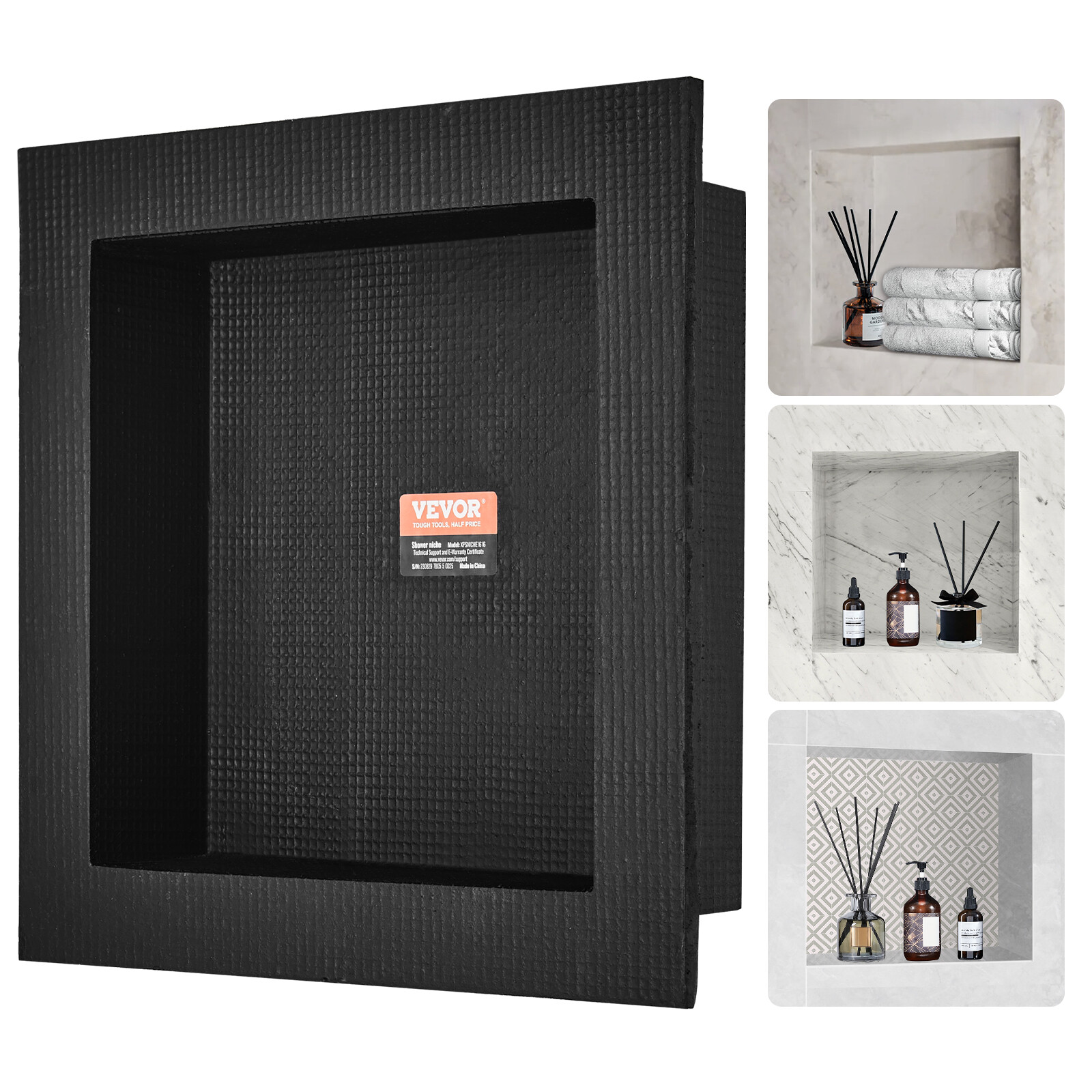 VEVOR Shower Niche Ready for Tile 16" x 16" Single Recessed Preformed Waterproof gallery
