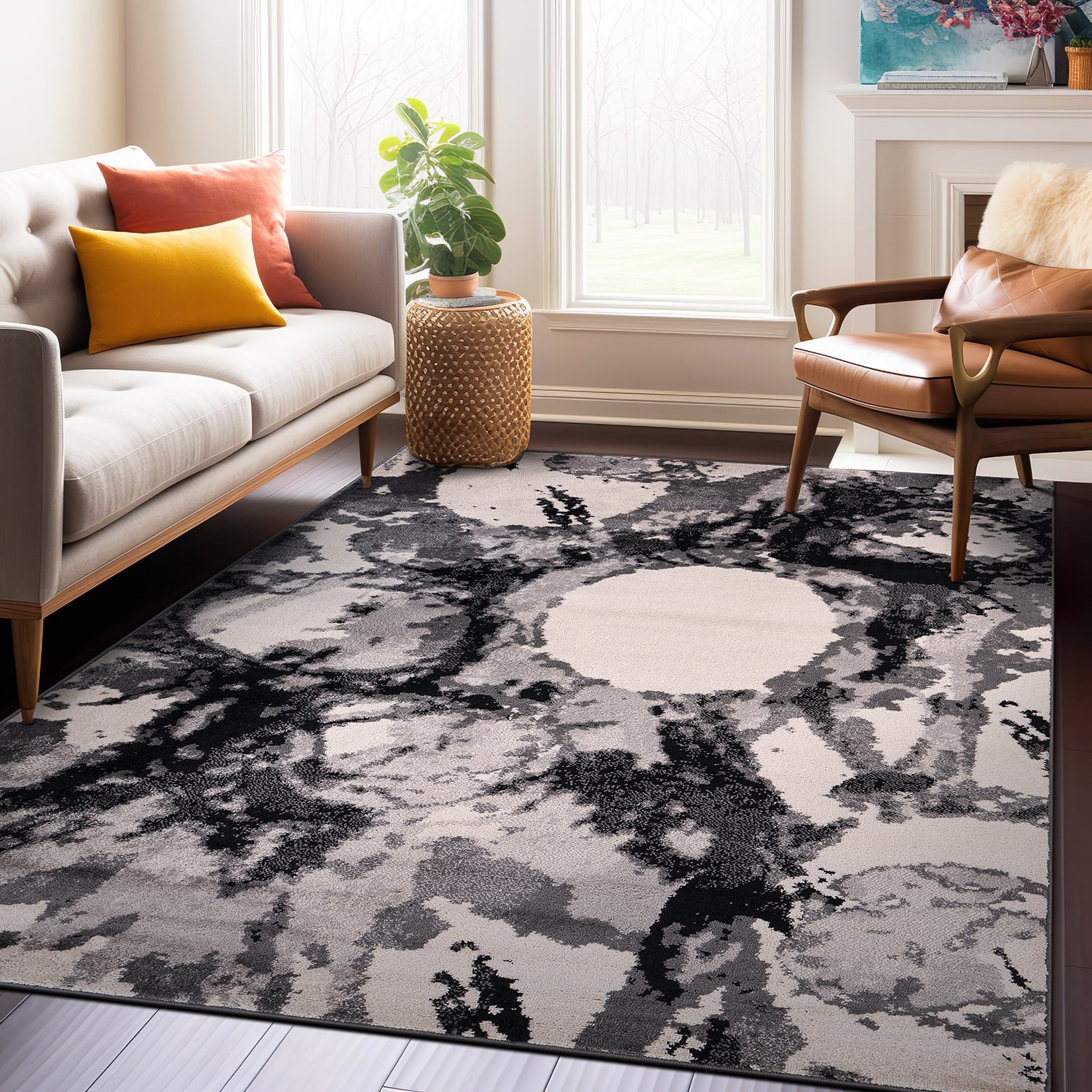 Rugshop Area Rug Contemporary Abstract Circles Bedroom Rugs Living Room Rug 8x10 gallery