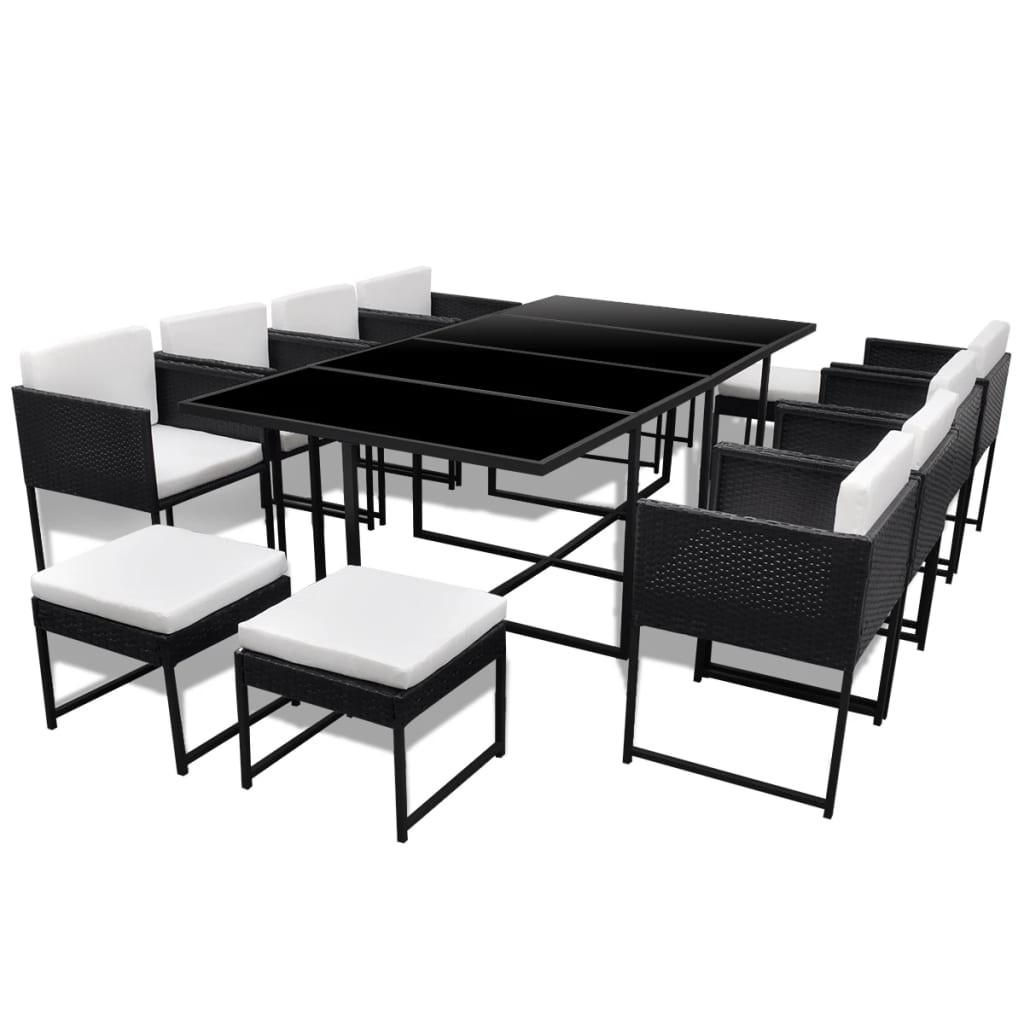 Patio Dining Set Outdoor Table and Chairs Furniture Set Poly Rattan vidaXL gallery