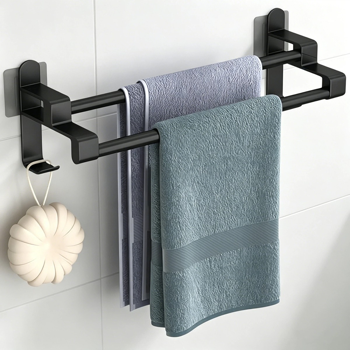 Towel Racks for Bathroom, Double Towel Holder NO Drilling Carbon Steel gallery