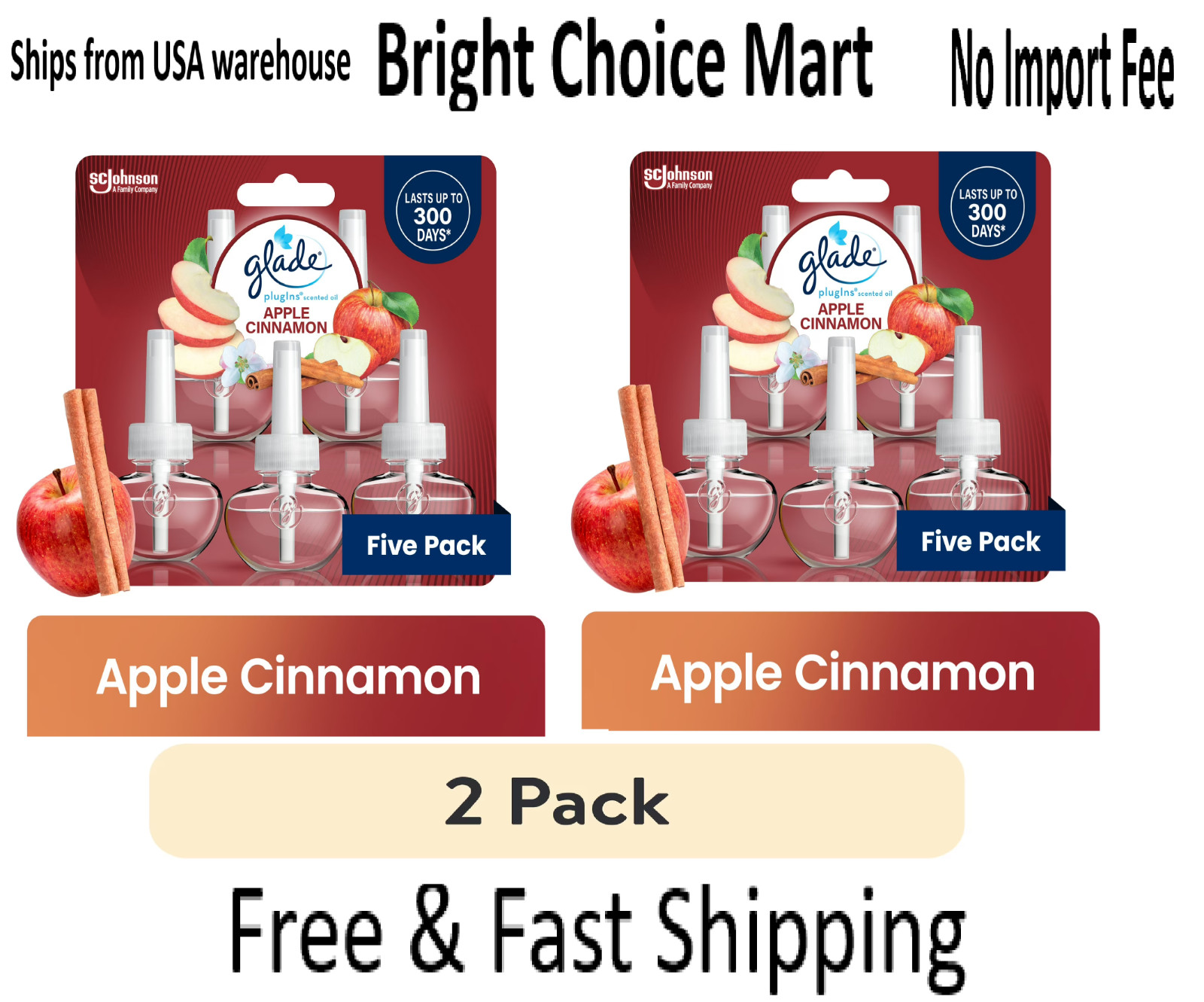 Glade PlugIns Scented Oil Refill 5 Refills Apple Cinnamon Air Freshener-2 Pack gallery