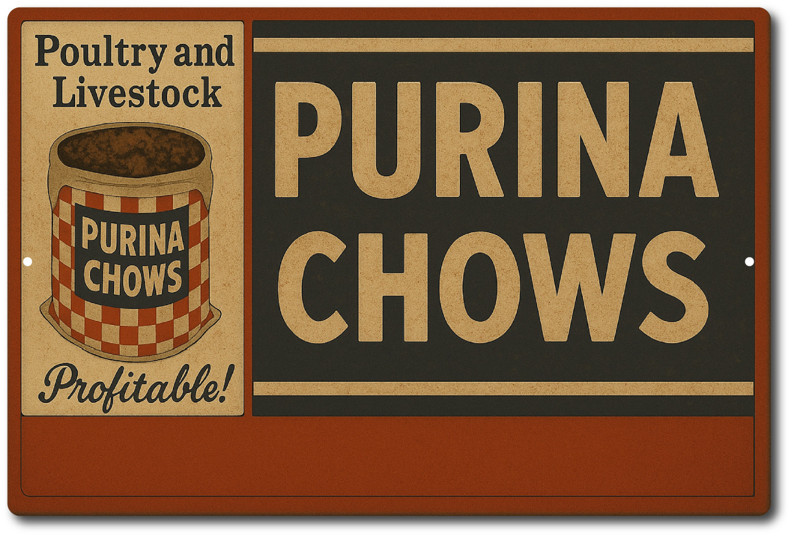 Rustic Purina Chows Tin Sign Vintage Retro Farm Poultry Livestock Feed Decor gallery