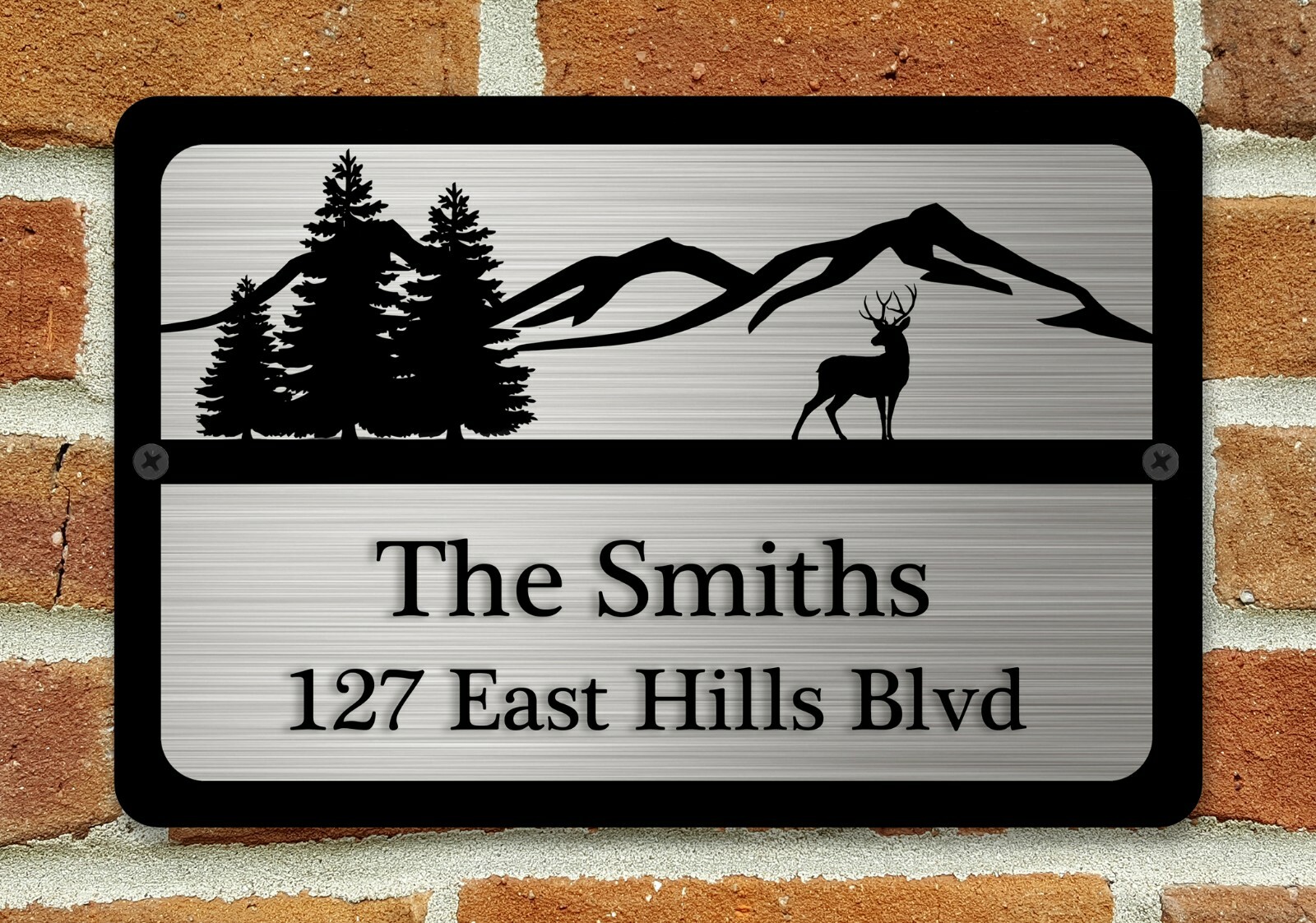 Personalized House Address Custom Plaque 12" x 8" Aluminum Deer Trees Art Sign gallery