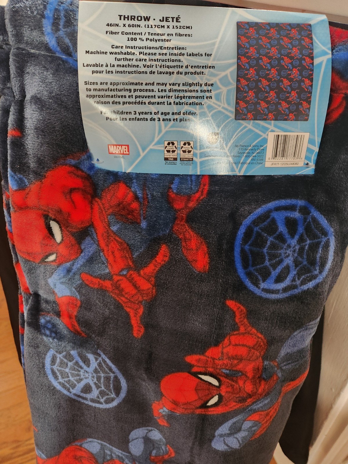 MARVEL SPIDER-MAN SUPER SOFT THROW JETE 40IN X60IN NWT 100% POLYESTER JAY FRANCO gallery