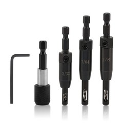 3 Pcs Self Centering Drill Bits Set with Bit Holder,3/32″, 7/64″, 1/8″ for 1/4In