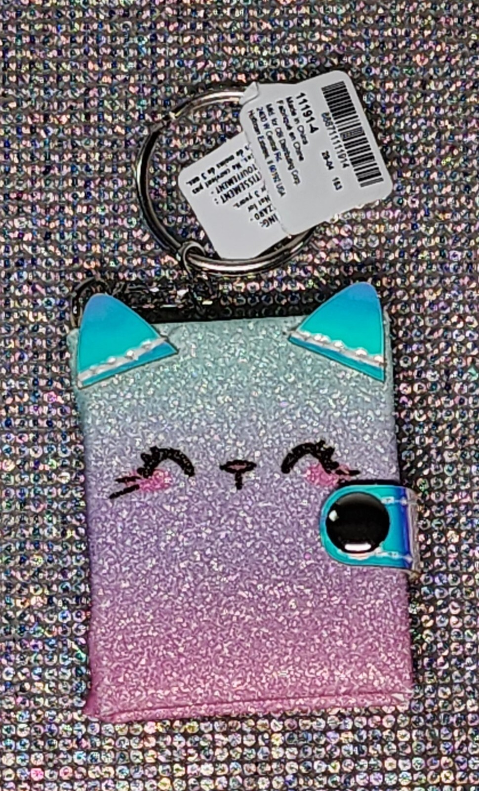 Glitter Rainbow Ombre Cat Mini Diary Keychain NWT gallery