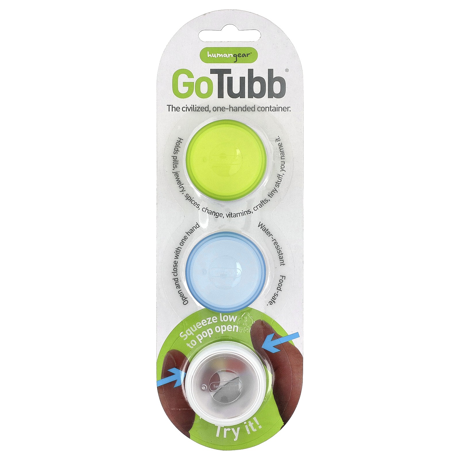GoTubb® Containers, Clear, Green, Blue, 3 Pack gallery