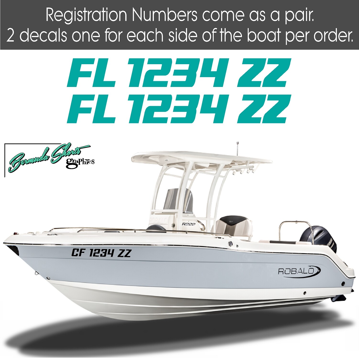 Boat Registration Numbers & Letters 2 Pack Custom 3" Boat & Jetski Stickers 1CL gallery