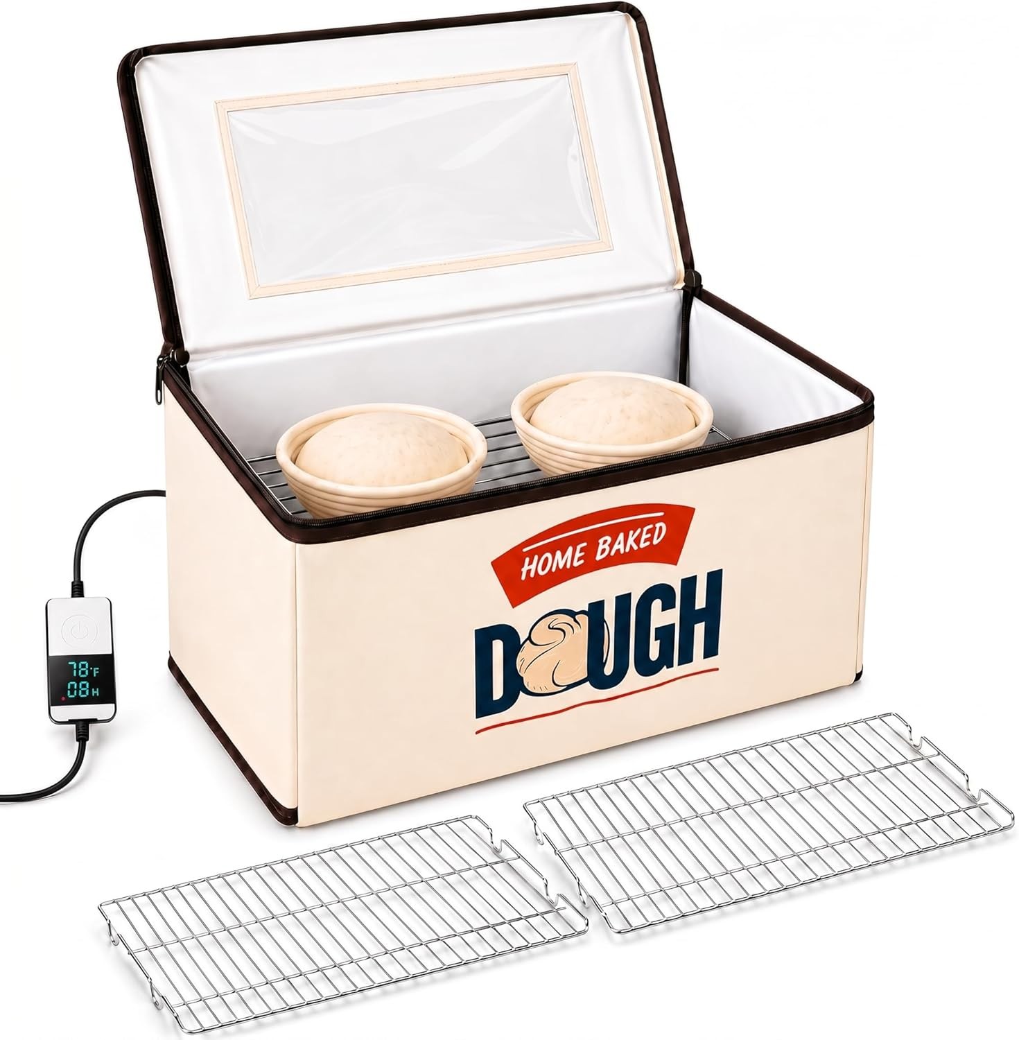 Folding Bread Proofing Box, 3-Sided Heating with Precise 68-104°F Temp Control, gallery