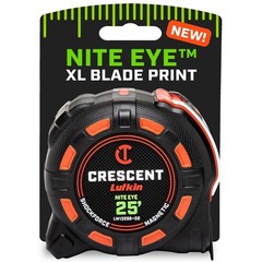 Crescent Lufkin 25 Ft. SHOCKFORCE NITE EYE Magnetic Tape Measure 7.6 m, Black