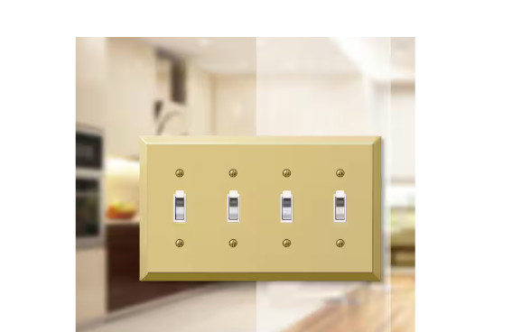 Metallic 4 Gang Toggle Steel Wall Plate - Polished Brass Questions gallery