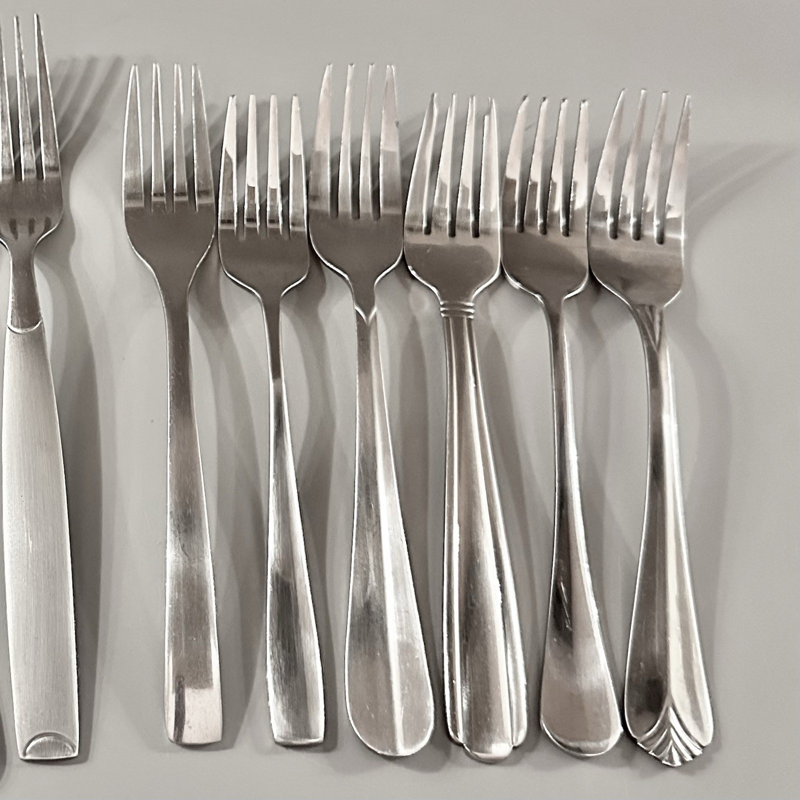 12 DINNER SALAD Forks Stainless Flatware Mixed Boho Mismatch Oneida Cambridge gallery
