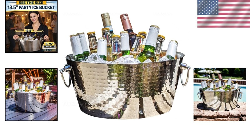 High-Quality 12-Quart Ice Bucket - Rust-Resistant Beverage Tub for Gatherings gallery