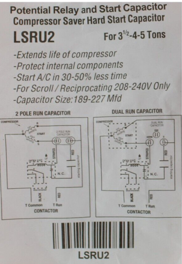 CSRU2 Compressor Saver Hard Start Kit for 3.5-4-5 Ton Systems SER-U2 LSRU2 gallery