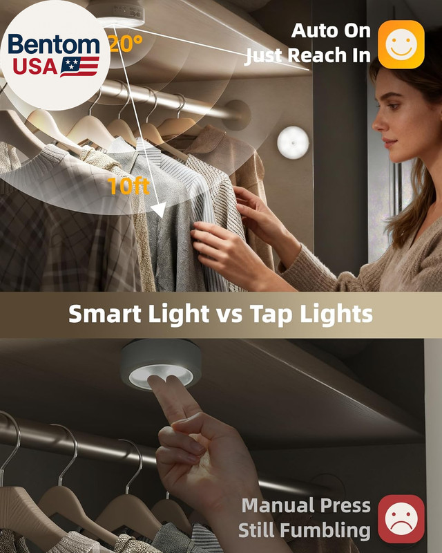 4 Pack Motion Sensor Closet Lights with Charging Station, 1200Mah Rechargeable L gallery