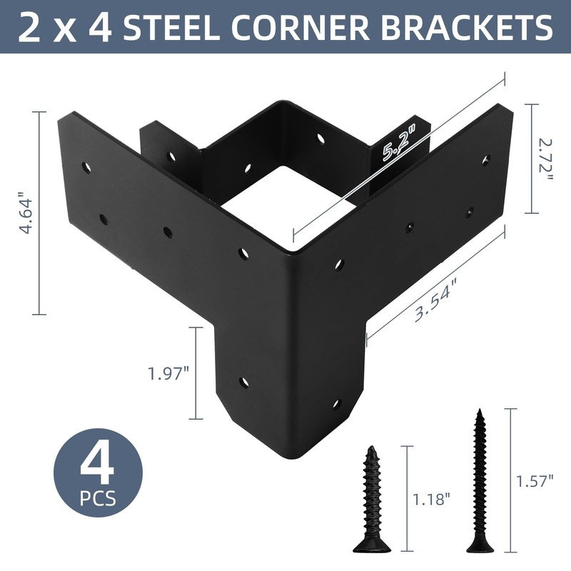 4 PCS Workbench Brackets Kit 3-Way Workbench Corner Brackets Fits 4x4 2x4 Woo... gallery