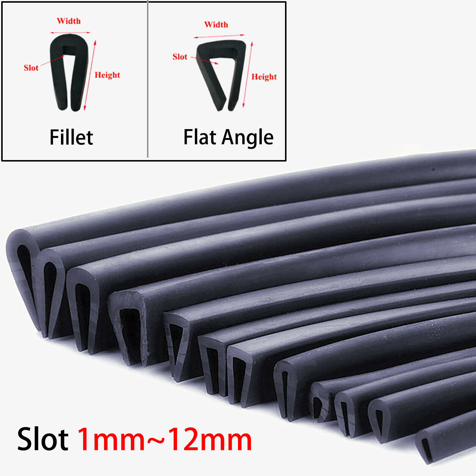 1mm~12mm Edge Protection Frame Profile Rubber Edging Trim Seal U-profile Slot gallery