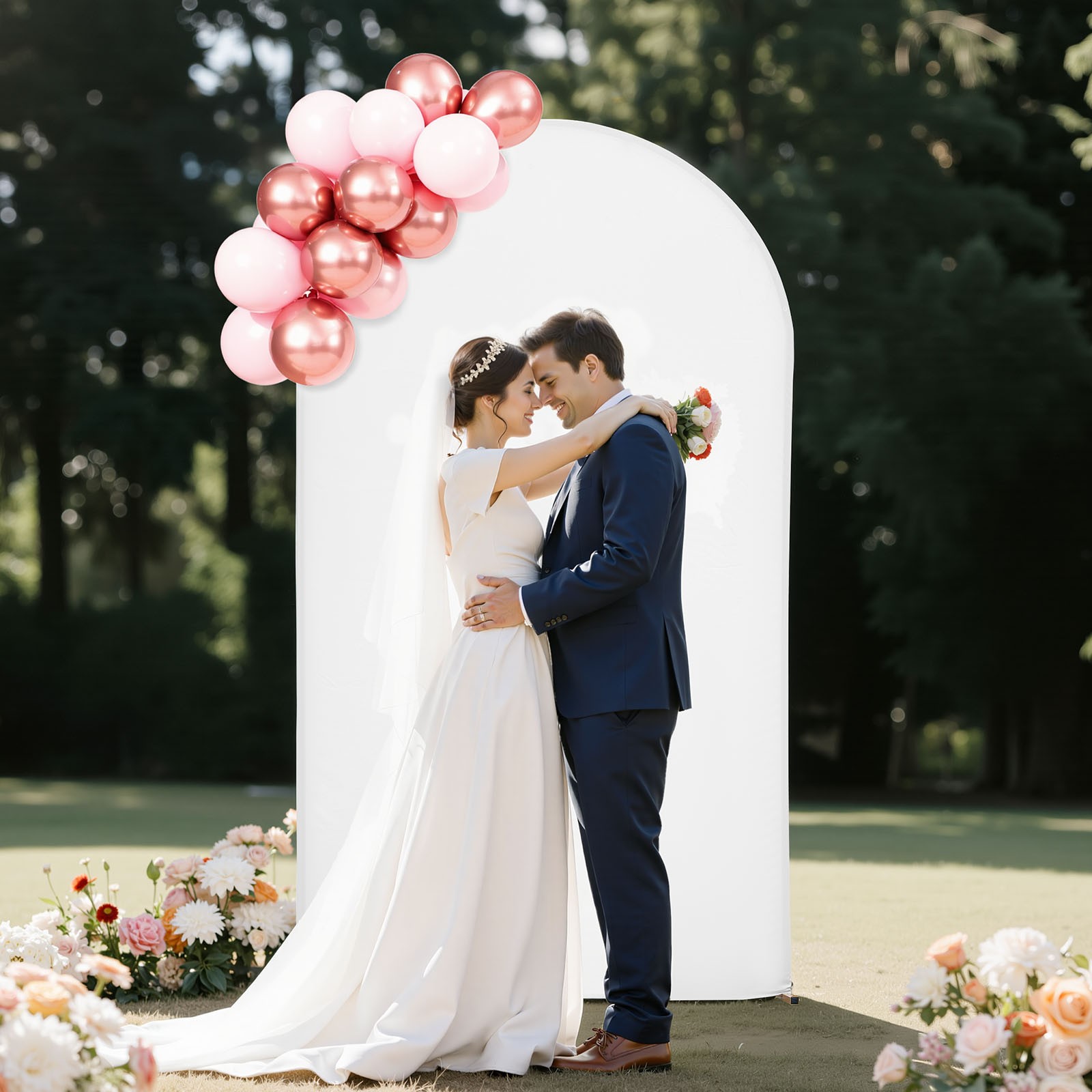 Uimoso Wedding Arch Backdrop Stand Metal 7.2ft Stand Gold Party Decor with Cover gallery