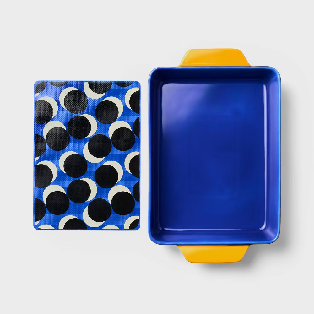 2pc Stoneware Rectangle Baking Dish with Removable Silicone Mat - Tabitha Brown: gallery