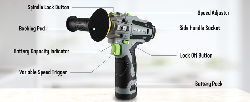 WORKPRO 12V Cordless Polisher 3" Mini Car Detailing Buffer & Sander Machine Kit gallery