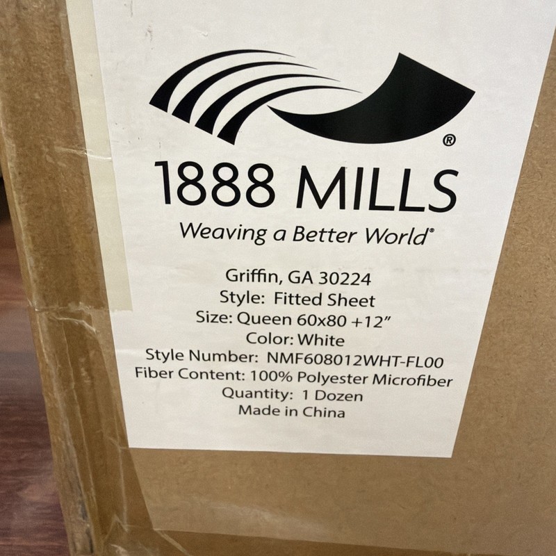 Queen Fitted White Sheet Bulk (12 Pack) 1888 Mills White Microfiber 60x80+12” gallery