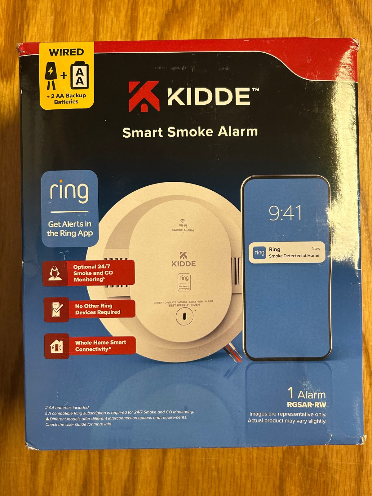 Kidde Wired Smart Smoke Alarm with Ring Alerts Model RGSAR-RW gallery