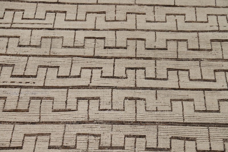 All-Over Wool Handmade Moroccan Modern Area Rug 8x12 Ivory/ Brown Room Size Rug gallery
