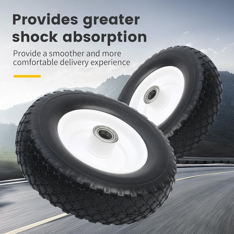 50502 12" Flat Free Solid Polyurethane Replacement Tire With 1" Bore Size With C gallery