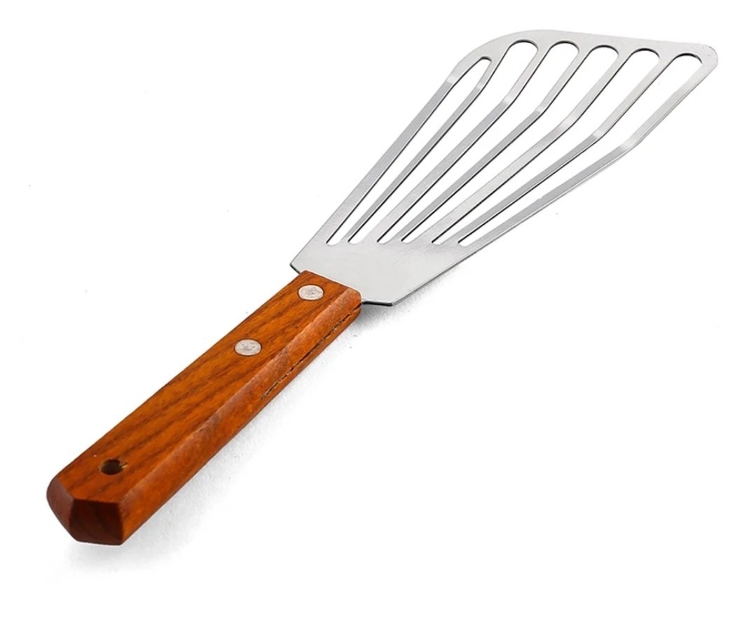 Tablecraft Fish Turner Spatula 11" Stainless Steel Wood Handle NEW on Card gallery