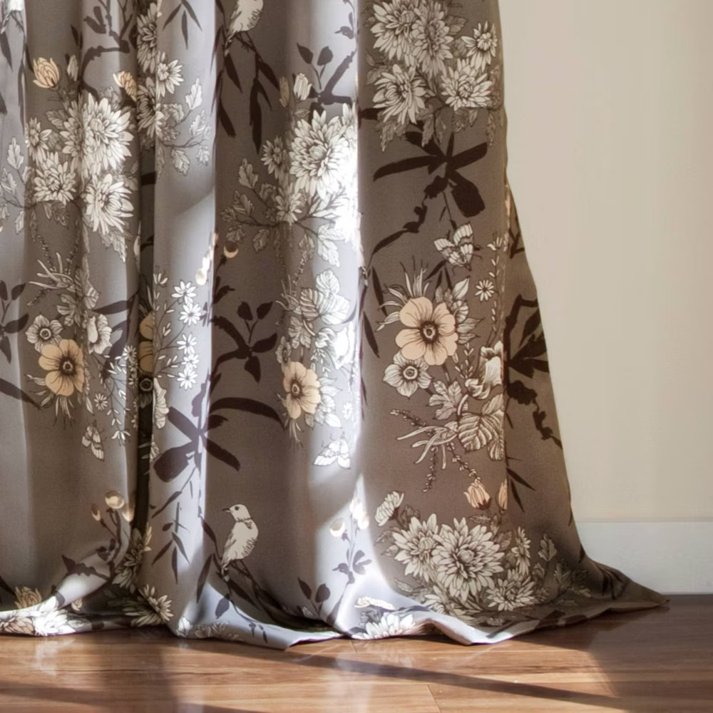 2pk 52"x108" Light Filtering Botanical Garden Curtain Panels Gray - Lush Décor gallery