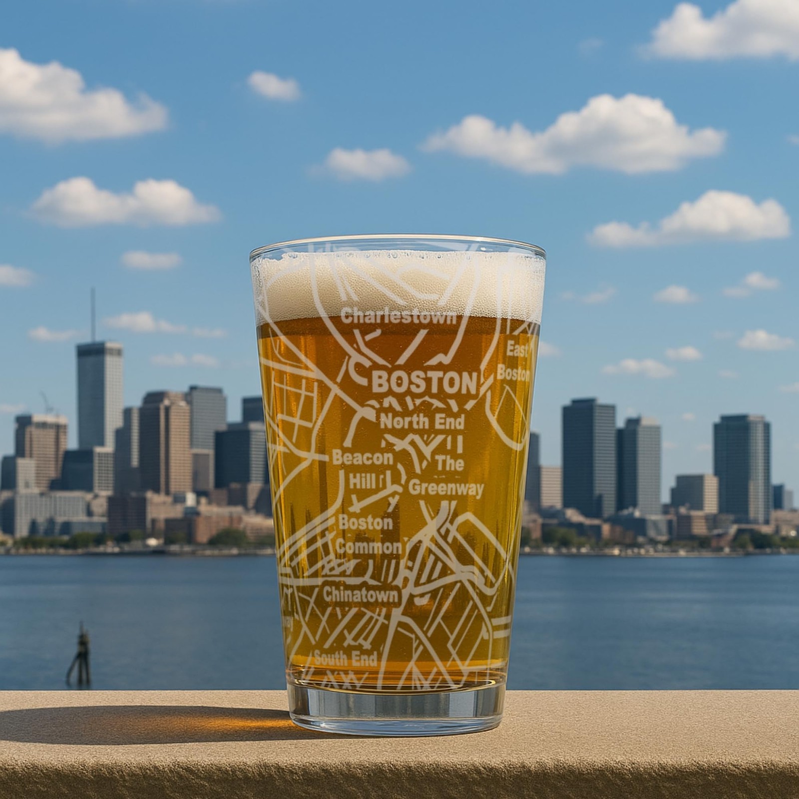 Greenline Goods – Boston, MA Map Pint Beer Glasses (Set of 2), 16 oz ̵ gallery