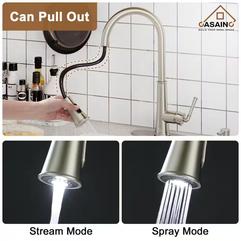 Single-Handle Pull down Sprayer Kitchen Faucet with Touchless Sensor, LED, Soap gallery