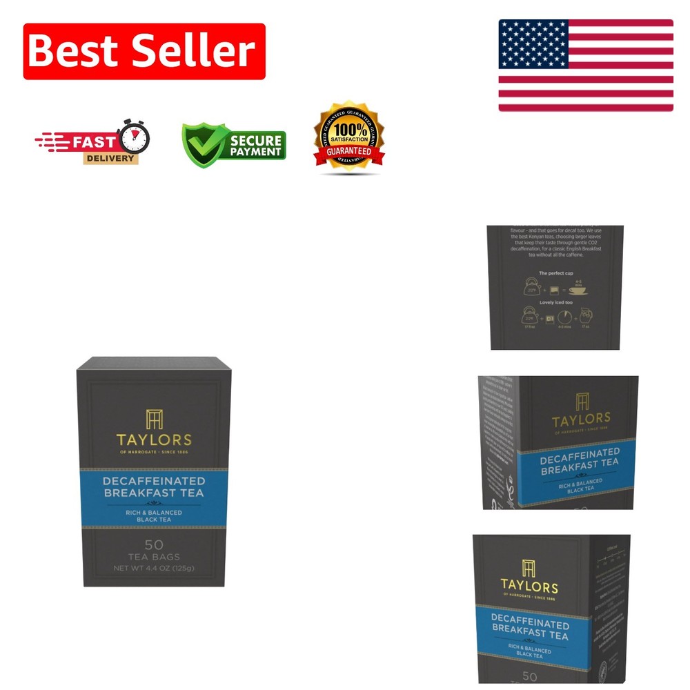 50 Count Decaffeinated Breakfast Tea Bags - Natural & Caffeine-Free Delight
