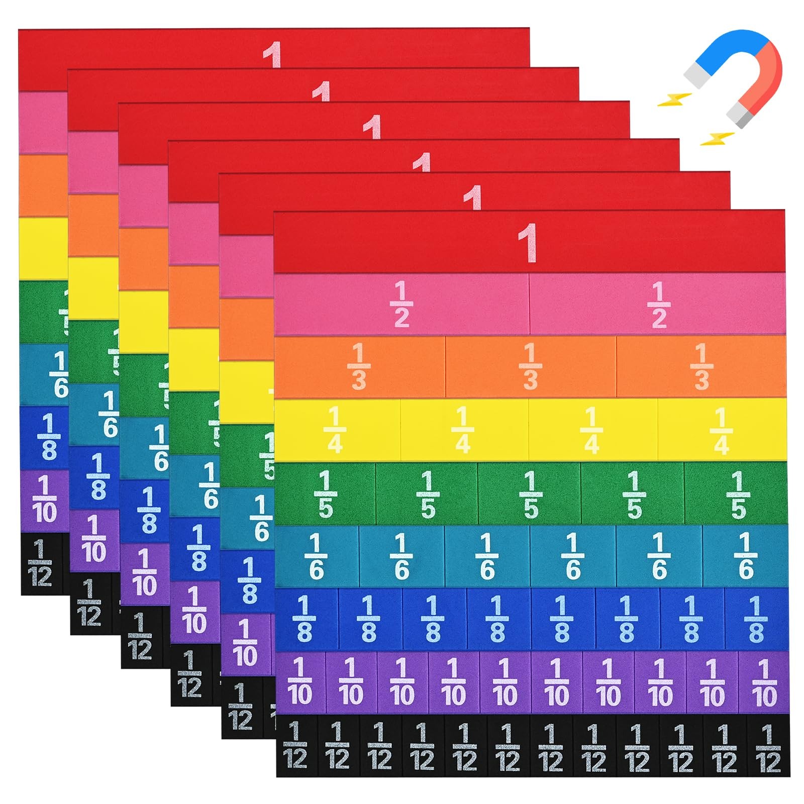 6 Sets Magnetic Fraction Tiles for Classroom EVA Foam Manipulatives CCSS, STE... gallery